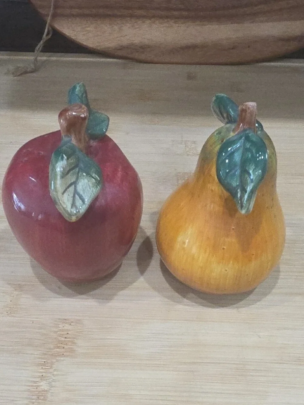 Sakura Red Apple and Yellow Pear Ceramic Salt and Pepper Shakers
